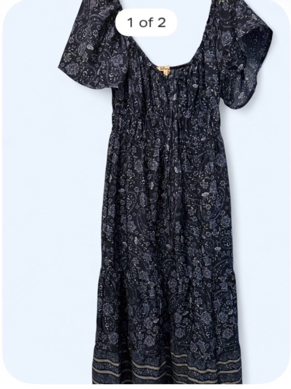 Blush Navy Paisley Tiered Maxi Dress